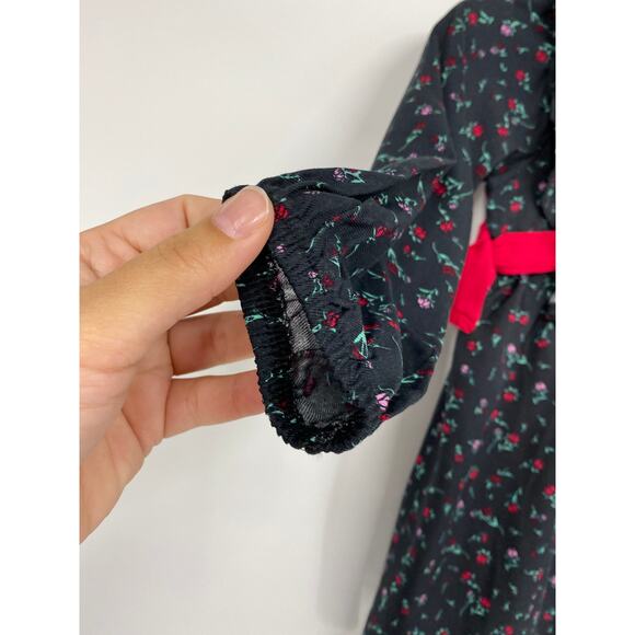 Jessica Simpson Girls Black Red Floral Ruffle Long Sleeve Dress NEW Size 4 - Picture 11 of 11